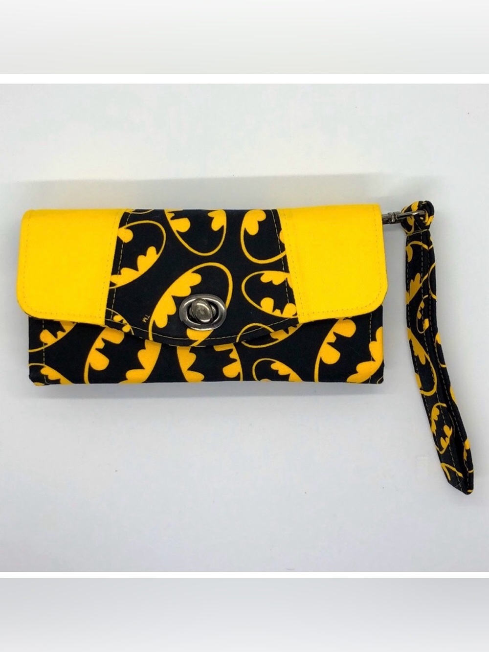 Ladies Batman Logo Themed Wristlet / Wallet /Clutch in Black & Yellow